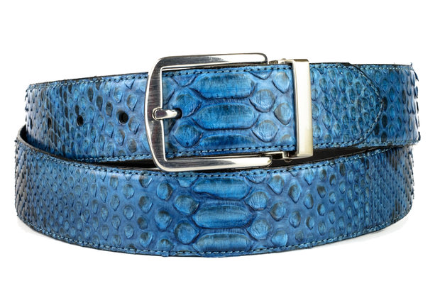 Mayura Belt 810P Blue Python 3.5cm Wide Removable Buckle