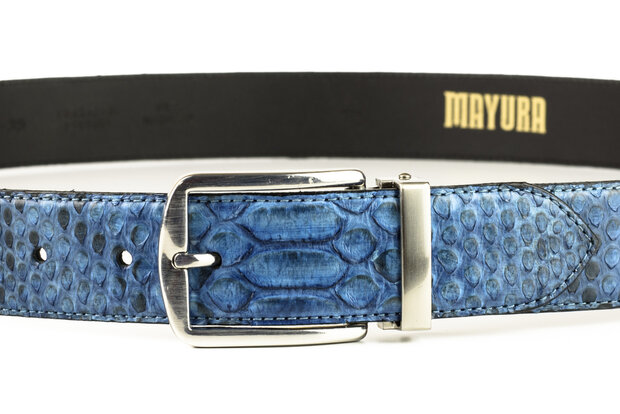 Mayura Belt 810P Blue Python 3.5cm Wide Removable Buckle