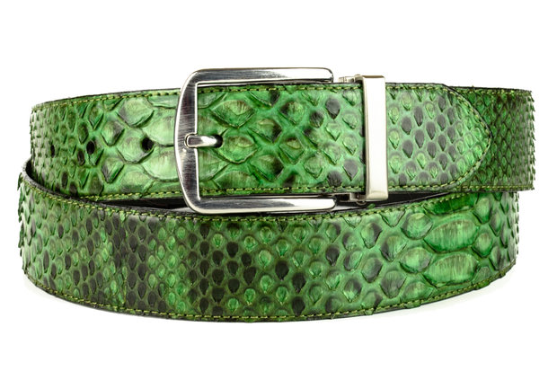 Mayura Belt 810P Green Python 3.5cm Wide Removable Buckle