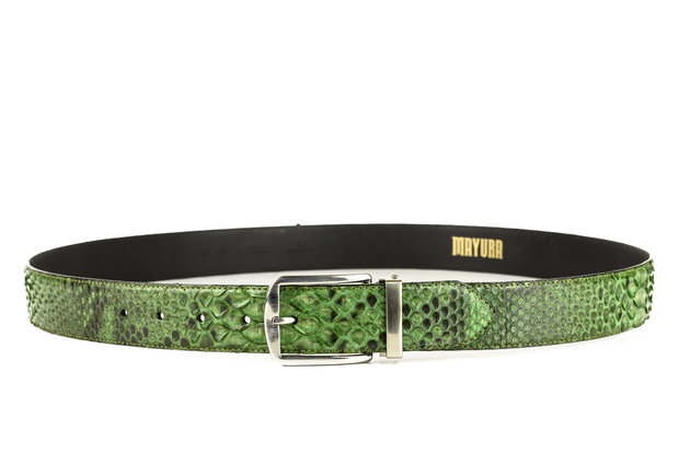 Mayura Belt 810P Green Python 3.5cm Wide Removable Buckle