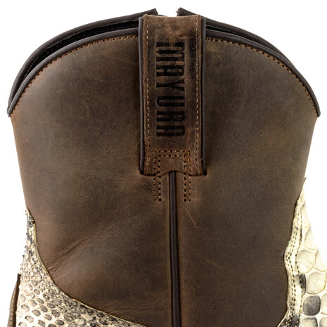 Mayura Boots 12U Bruin/ Natural Python-Dames Heren Cowboy Western Enkellaars Spitse Neus Schuine Hak Rits Waxed Leather Schacht