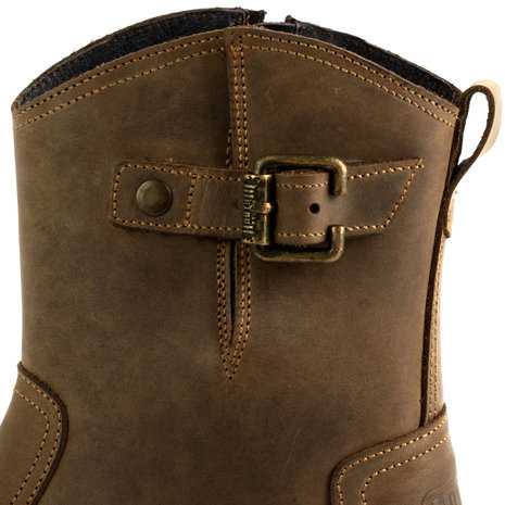 Mayura Boots 05 Bruin/ Biker Western Heren Enkellaars Vierkante Neus Rits Sluiting Detail Schacht