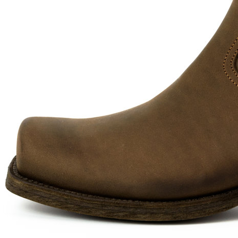 Mayura Boots 05 Bruin/ Biker Western Heren Enkellaars Vierkante Neus Rits Sluiting Detail Neus