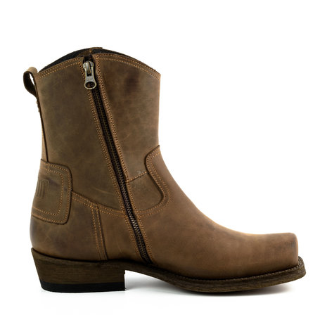 Mayura Boots 05 Bruin/ Biker Western Heren Enkellaars Vierkante Neus Rits Sluiting Zijaanzicht