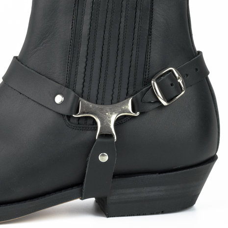 Mayura Boots 24 Black/ Cowboy Western Ankle Boot Men Square Toe Ornamental Spur Elastic Closure