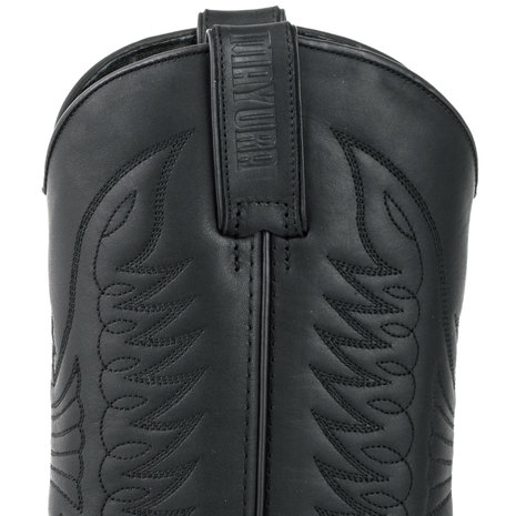 Mayura Boots 20 Zwart/ Unisex Cowboy Western Laarzen Spitse Neus Schuine Hak Sierstikel Wreef Waxed Leer Schacht