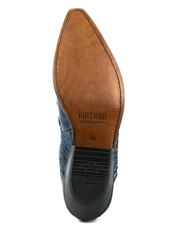 Mayura Boots Rock 2500 Blue/ Pointed Western Men Ankle Boot Python Slanted Heel Elastic Closure Vintage Look