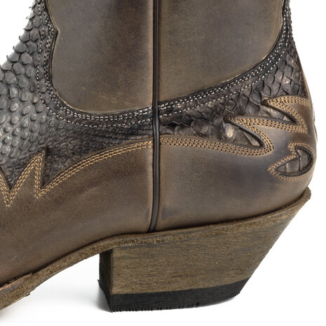 Mayura Boots 12 Brown/ Brown Python Cowboy Western Men Ankle Boot Pointed Toe Slanted Heel Zipper Waxed Leather