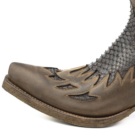 Mayura Boots 12 Bruin/ Bruin Python Cowboy Western Heren Enkellaars Spitse Neus Schuine Hak Rits Waxed Leather Neus