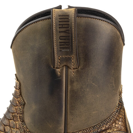 Mayura Boots 12 Bruin/ Roestbruin Python Cowboy Western Heren Enkellaars Spitse Neus Schuine Hak Rits Waxed Leather  Detail Sch