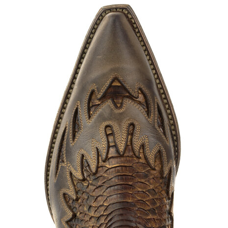 Mayura Boots 12 Bruin/ Roestbruin Python Cowboy Western Heren Enkellaars Spitse Neus Schuine Hak Rits Waxed Leather V