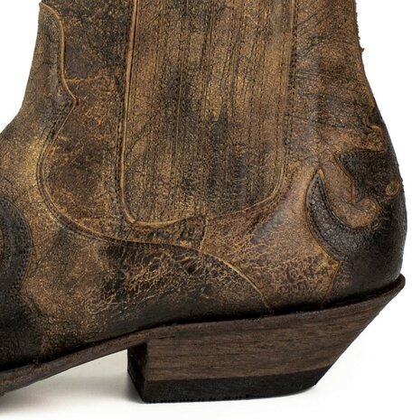 Mayura Boots Thor 1931 Chesnut-Brown/ Pointed Western Men Ankle Boot Slanted Heel Elastic Vintage Look
