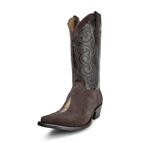 Sendra Boots Texas Mantaraya Chocolate Cuervo Brown Mens Pointed Exotic Cowboy Boots Cuban Heel Leather sole