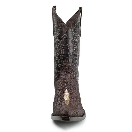 Texas Mantaraya Chocolate Cuervo Brown Mens Pointed Exotic Cowboy Boots Cuban Heel