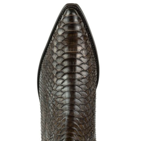 Mayura Boots 2575 Donker Bruin Python Spitse Western Heren Enkellaars Schuine Hak Elastiek Sluiting  Bovenaanzicht