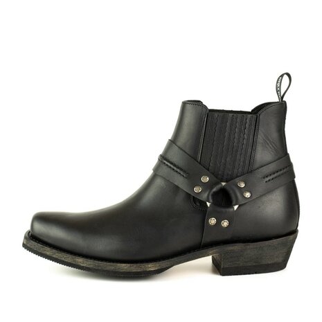 Mayura Boots 1444 Brown/ Biker Cowboy Western Ankle Boot Men women Square Toe Fixed Spur Elastic Closure Vintage oiled Leather 