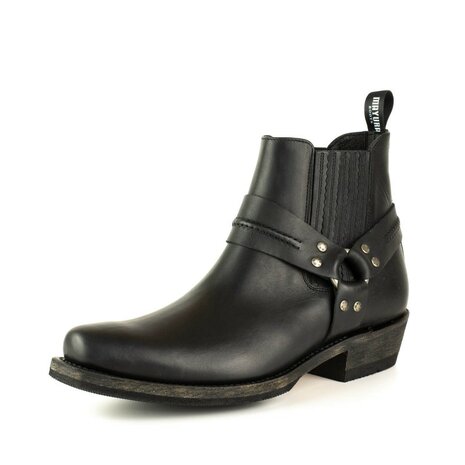 Mayura Boots 1444 Brown/ Biker Cowboy Western Ankle Boot Men women Square Toe Fixed Spur Elastic Closure Vintage oiled Leather 