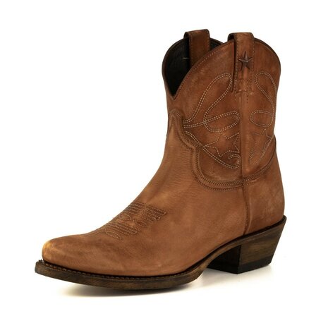 Mayura-Boots-2374-Cognac-Lavado-Dames-Cowboy-fashion-Enkellaars-Spitse-Neus-Western-Hak-Vooraanzicht