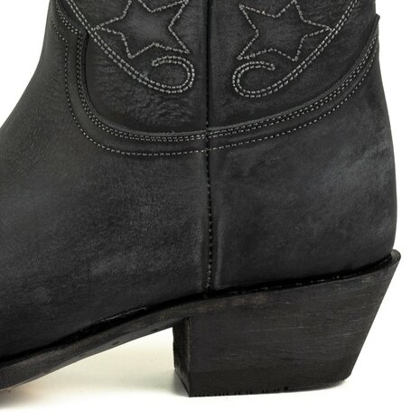 Mayura-Boots-2374-Zwart-Lavado-Dames-Cowboy-fashion-Enkellaars-Spitse-Neus-Western-Hak