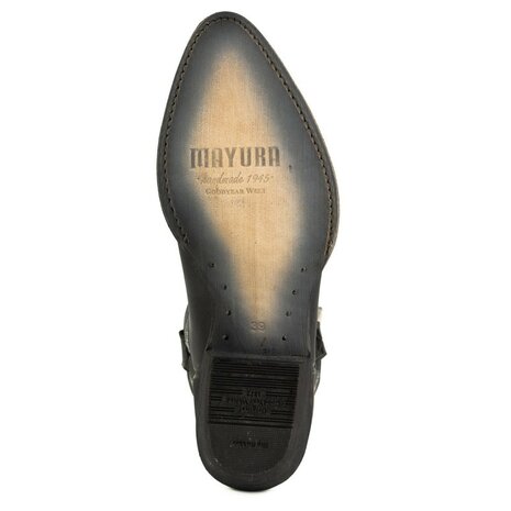 Mayura-Boots-2374-Zwart-Lavado-Dames-Cowboy-fashion-Enkellaars-Spitse-Neus-Western-Hak-Zool