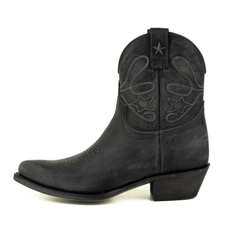Mayura-Boots-2374-Zwart-Lavado-Dames-Cowboy-fashion-Enkellaars-Spitse-Neus-Western-Hak-Zijkant