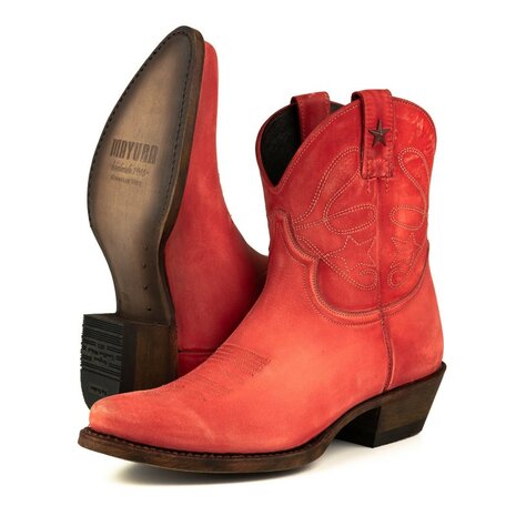 Mayura-Boots-2374-Red-Lavado-Ladies-Cowboy-fashion-AnkleBoots-Pointy-Nose-Western-Heel-Pair