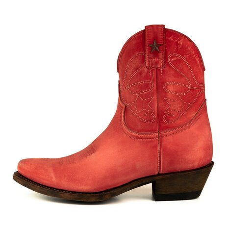 Mayura-Boots-2374-Red-Lavado-Ladies-Cowboy-fashion-AnkleBoots-Pointy-Nose-Western-Heel-Side