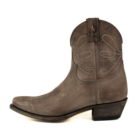 Mayura-Boots-2374-Taupe-Grey-Brown-Lavado-Ladies-Cowboy-fashion-AnkleBoots-Pointy-Nose-Western-Heel-Side