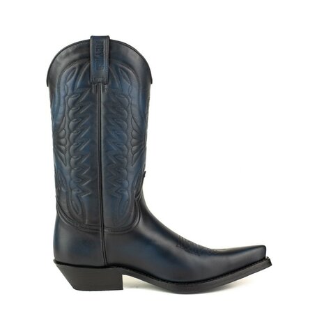 Mayura Boots 1920 / Blauw Spitse Cowboy Western Line Dance Dames Heren Laarzen Schuine Hak Echt Leer Zijaanzicht