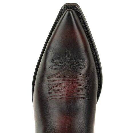 Mayura Boots 1920 Zwart/Rood Spitse Cowboy Western Line Dance Dames Heren Laarzen Schuine Hak Echt Leer Bovenaanzicht Wreef
