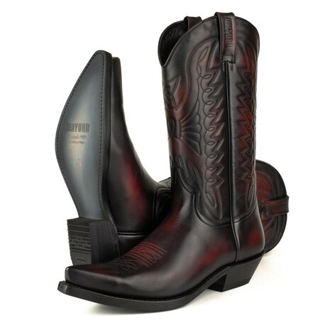 Mayura Boots 1920 Zwart/Rood Spitse Cowboy Western Line Dance Dames Heren Laarzen Schuine Hak Echt Leer Paar