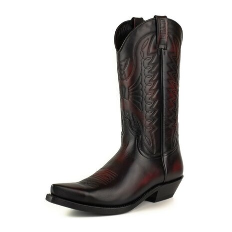 Mayura Boots 1920 Zwart/Rood Spitse Cowboy Western Line Dance Dames Heren Laarzen Schuine Hak Echt Leer Schuin Van Voren