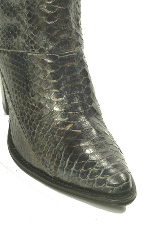 Sendra Boots 12027 Eva Python Black Ladies Ankle Boots Royal Python Leather Zipper Closure Pointed Toe  Leather sole High Heel Genuine leather