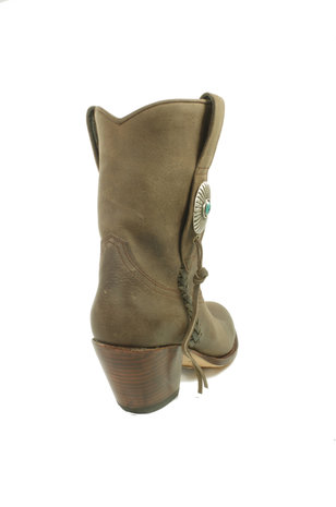 Verschuiving nogmaals Hoeveelheid van Sendra Boots 10748 Laly Dark Taupe Ladies Ankle Boots Slanted High Heel  Round Toe Concho Turquoise Braid - intoboots.com