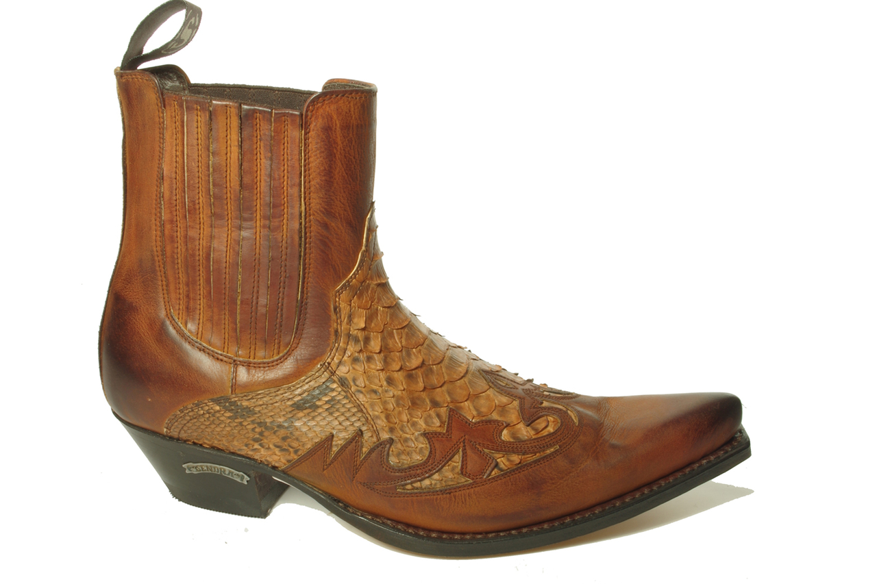 Sendra 9396 Mens Handmade Leather Pointed Western Cuban Heel Cowboy Boots Python