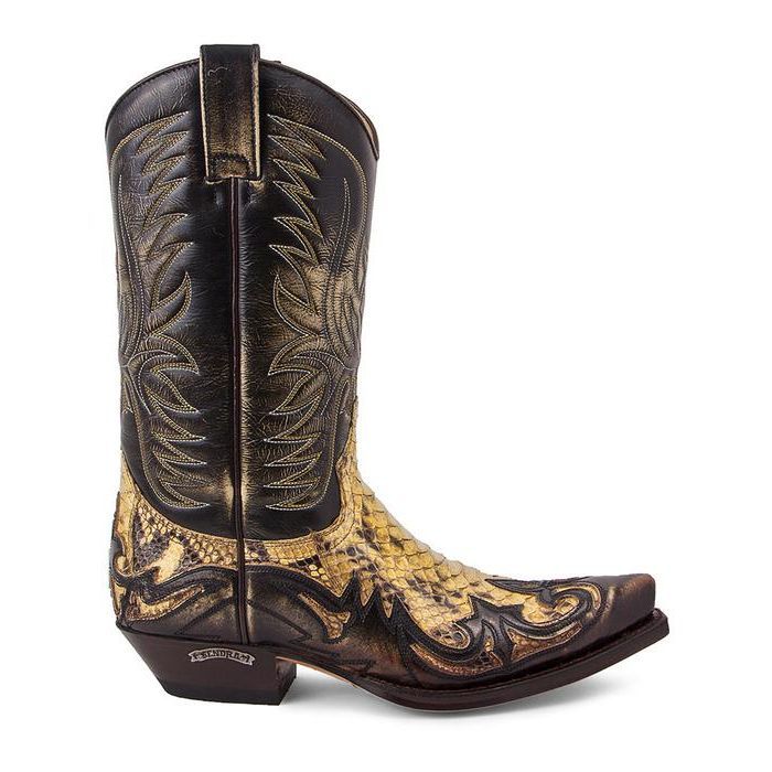 Boots 3241 Cuervo Antic Mens Boots Python Cowboy Western Slanted Heel Snip Toe Vintage Look - intoboots.com