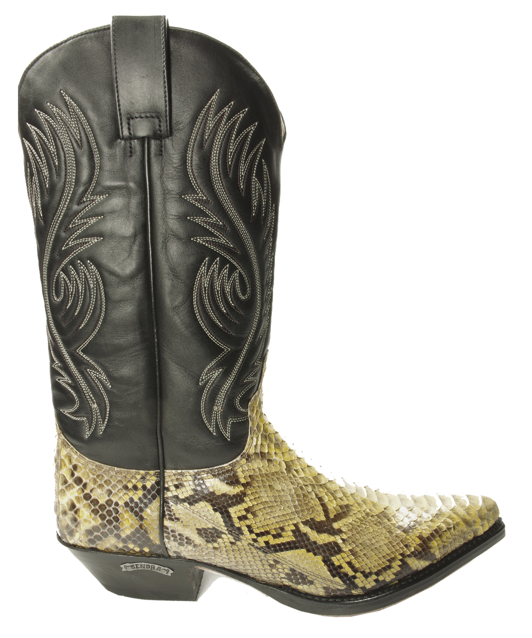 Sendra Boots 2605 Pico Ecru Men s Python Cowboy Western Boot Snip Toe Slanted Heel