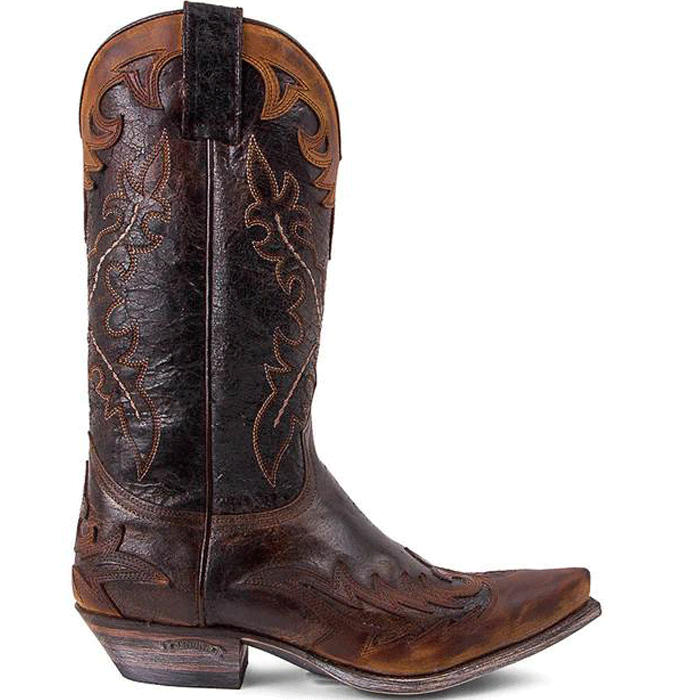 Habubu spons Misverstand Sendra Boots 9669 Cuervo Brown Ladies Men Cowboy Western Boots Snip Toe  Slanted Heel Vintage Look - intoboots.com
