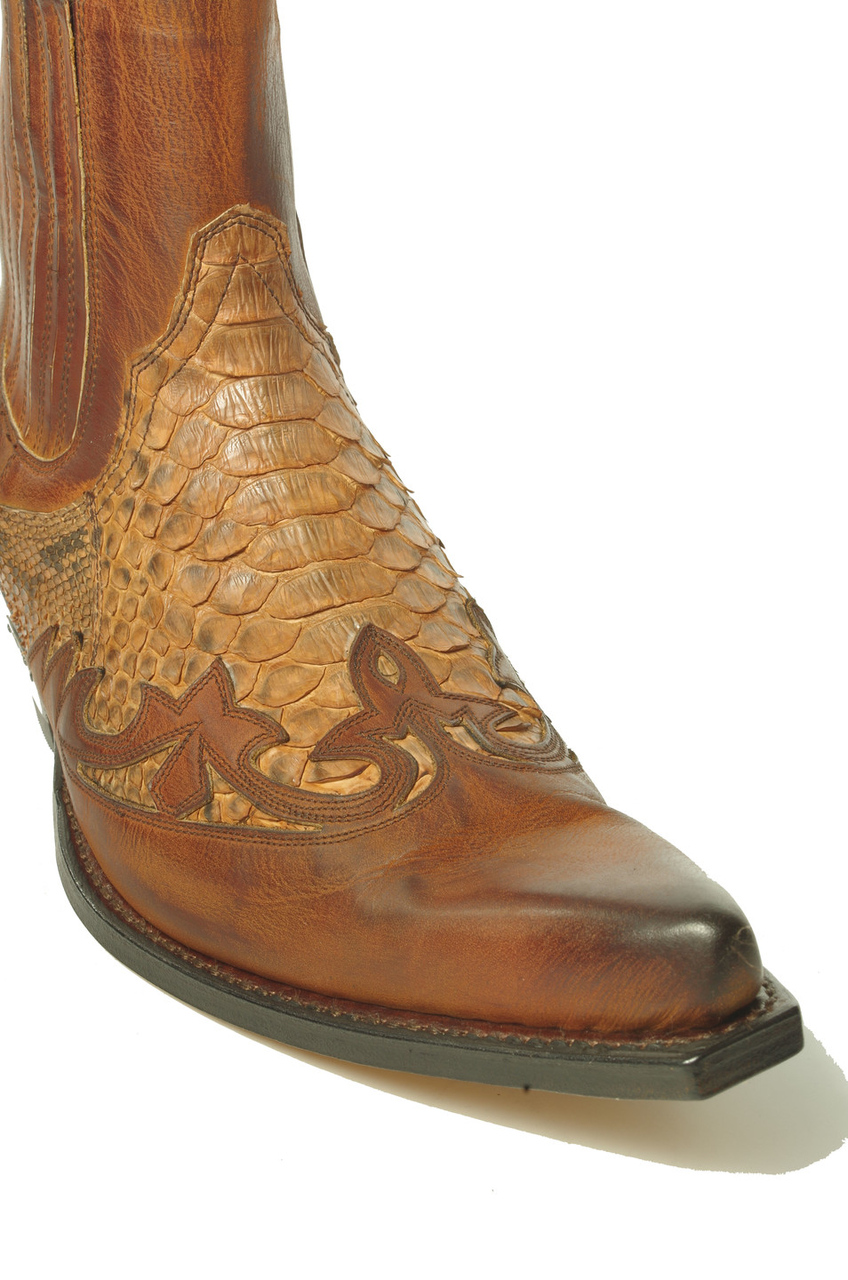 Sendra 9396 Mens Handmade Leather Pointed Western Cuban Heel Cowboy Boots Python