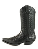 Mayura Boots 17 Black/ Men Cowboy Western Boots Pointed Toe Slanted Heel Waxed Leather_9