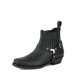 Mayura Boots 24 Black/ Cowboy Western Ankle Boot Men Square Toe Ornamental Spur Elastic Closure_9