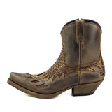 Mayura Boots 12 Brown/ Rust Brown Python  Cowboy Western Men Ankle Boot Pointed Toe Slanted Heel Zipper Waxed Leather_9