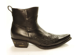 Sendra Boots12185 Javi Black Mens Cowboy Western Ankle Boot Snip Toe Leather sole Zipper Closure Genuine leather