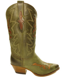 Sendra Boots 12289 Lia Green Ladies Ibiza Western Boots High Heel  Leather sole Round Pointed Toe Genuine leather