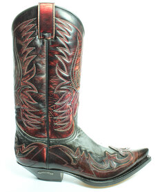 Sendra Boots 3241 Cuervo Ibiza Black Red Men Women Cowboy Western Boots Unisex Pointed Toe Slanted Heel Leather sole Pull Loops