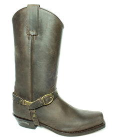 Sendra Boots 3091 Seta Brown Women Men Biker Western Cowboy Boots Square Toe Angled Heel Pull Loops