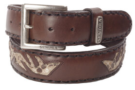 Sendra Belt 8323 Brown Python Men Cowboy Western Ibiza Bohemian 4cm Wide Jeans Belt Tribal Celtic