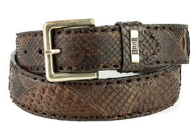Mayura Belt 1020 Brown Chestnut Python 4cm Wide Removable Buckle
