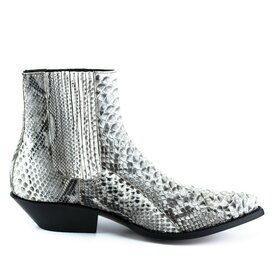 Mayura Boots 2575 Natural/White Python Pointed Western Men's Ankle Boot Wedge Heel Elastic Closure 
