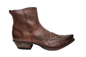 Sendra Boots 11783-15 Cuervo Chestnut Man Western Ankle Boots Snip Toe  Leather sole Zipper Slanted Heel Genuine leather